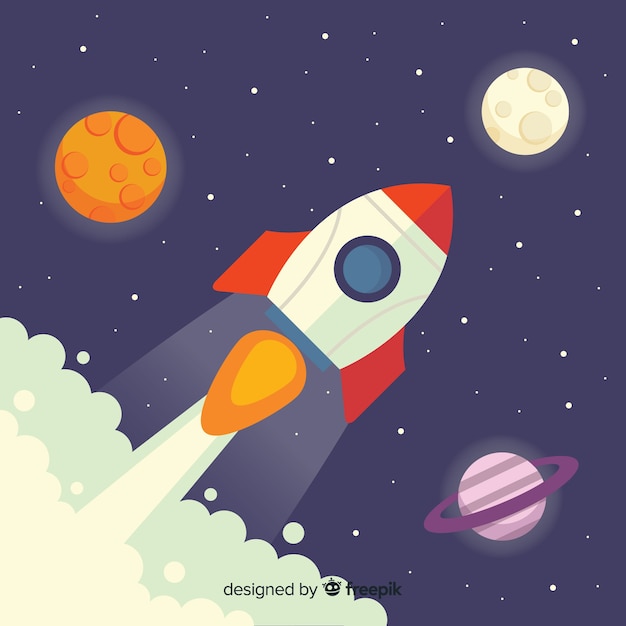 Rocket background with planets