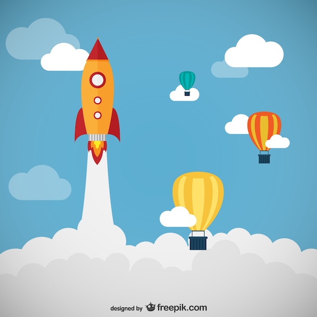 Free vector rocket and balloons vector