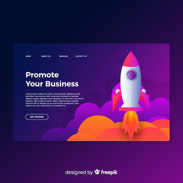 Free vector rocket landing page