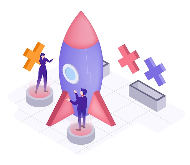 Free Vector a rocket-like business for the era of trade without borders, isometric   illustration