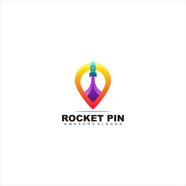 Free vector rocket pin colorful logo gradient vector