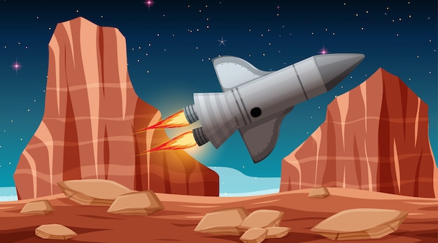 Free Vector rocket in space scene