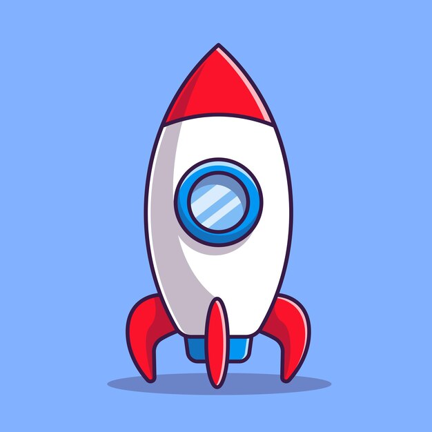 Rocket Spaceship Cartoon Vector Icon Illustration Science Technology Icon Concept Isolated Flat