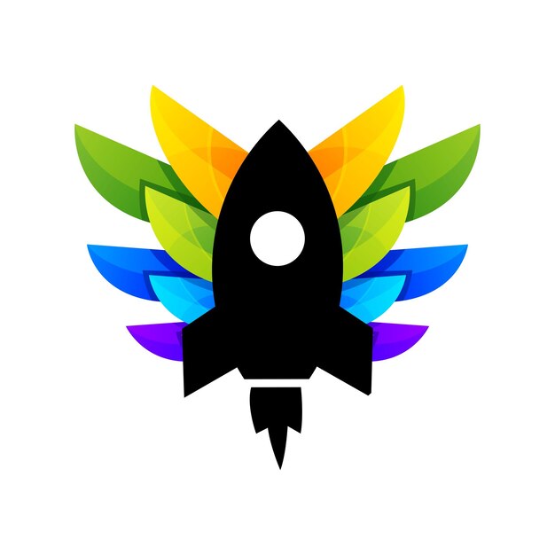 rocket wings icon logo design