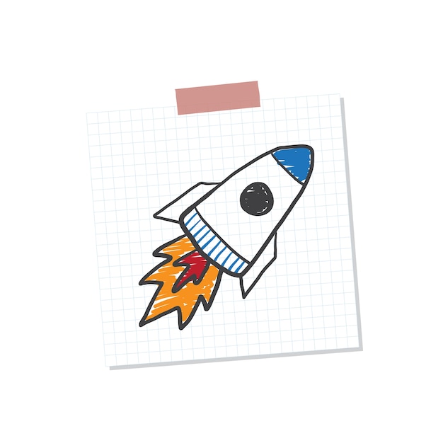 Rocketship start up note illustration