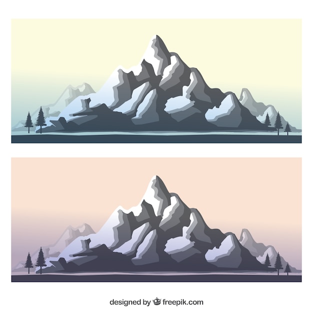 Free vector rocky mountain landscape