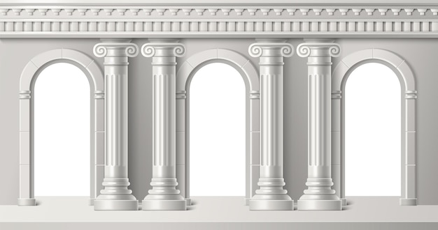 Free Vector roman arch with pillar greek palace architecture