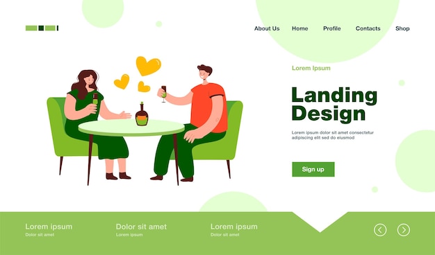 Free Vector romanic date landing page in flat style