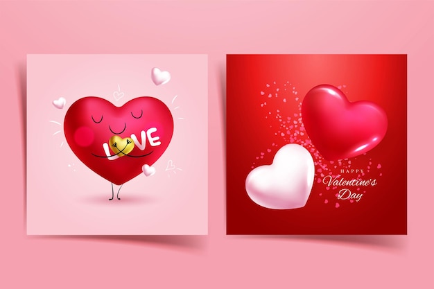 Romantic background with red heart shape balloon