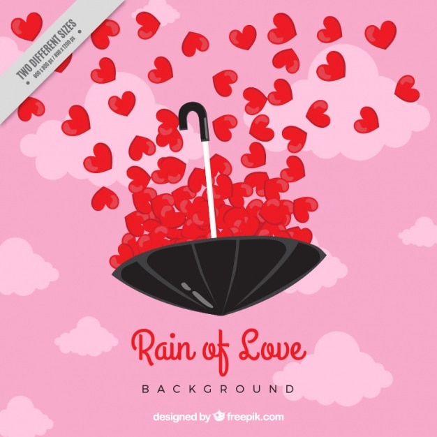 Free Vector romantic background with red hearts and umbrella