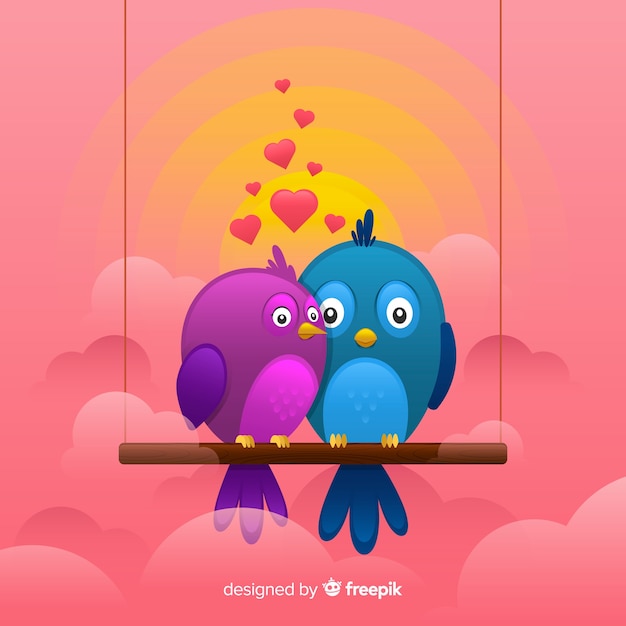 Free Vector romantic bird couple background