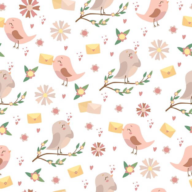 romantic birds pattern