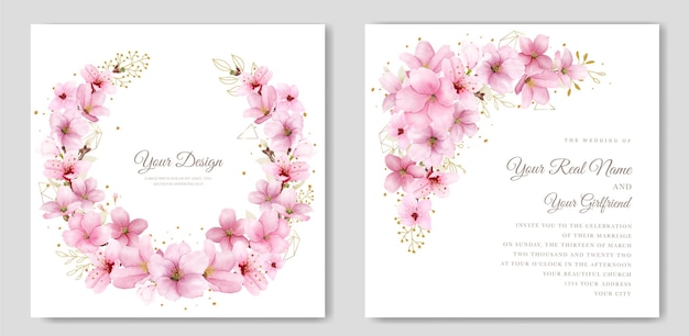 romantic cherry blossom wedding invite card set