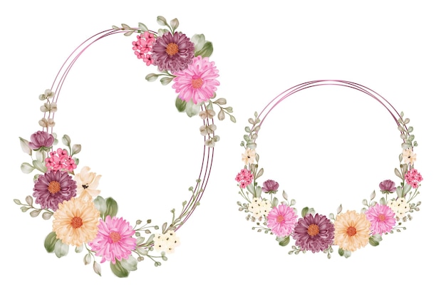 Romantic Circular Rose Flower Wreath Isolated Clipart