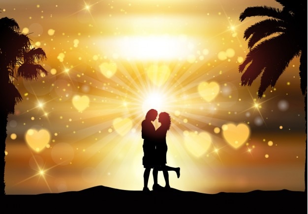 Romantic Couple backlit Background