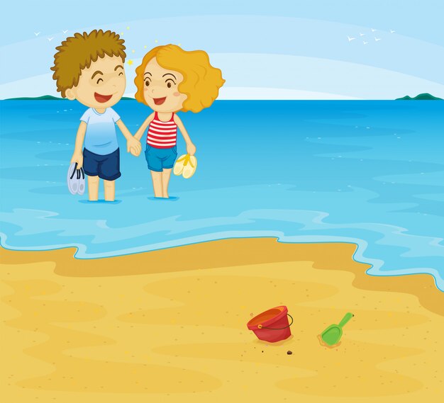 Romantic couple at the beach