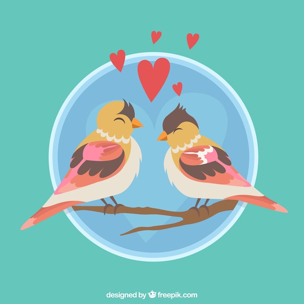 Free Vector romantic couple of birds