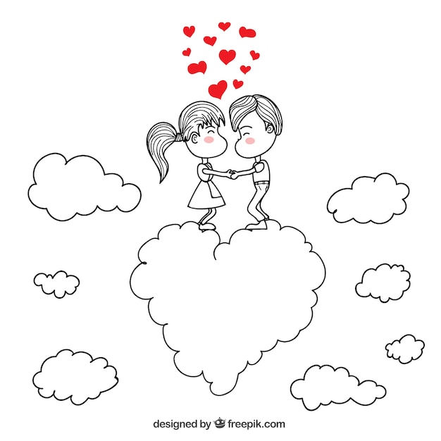 Free vector romantic couple drawing