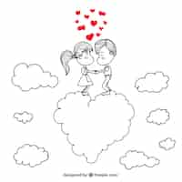 Free vector romantic couple drawing