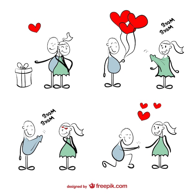 Free vector romantic couple scribbles