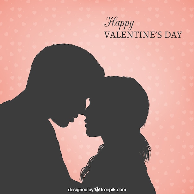 Free Vector romantic couple silhouette card