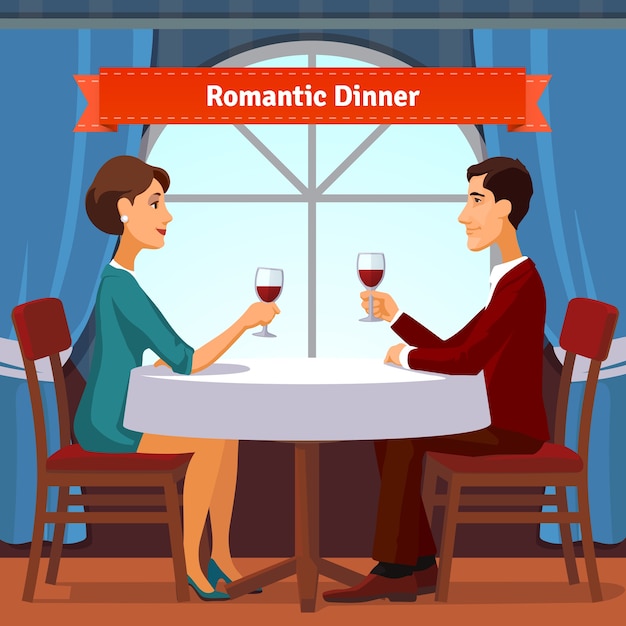 Romantic dinner for two. Man and woman