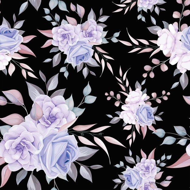 Romantic flower seamless pattern with purple flower decoration