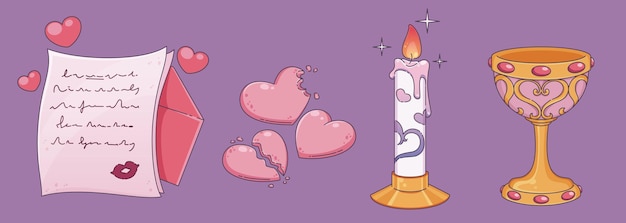 Free Vector romantic game ui assets and valentine day elements