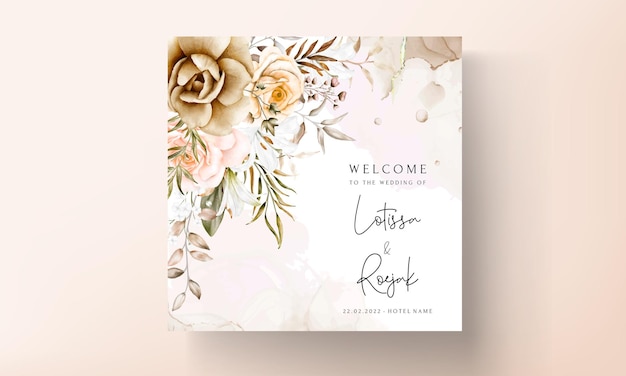 Romantic hand drawn floral wedding invitation card