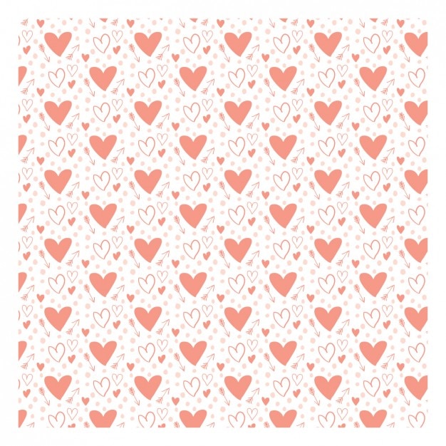 Free Vector romantic pattern with hand drawn hearts