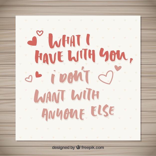 Free Vector romantic phrase card