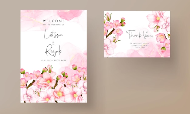 Romantic valentine flower wedding invitation card template