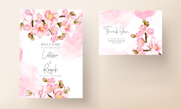 Romantic valentine flower wedding invitation card template