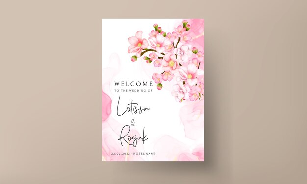 Romantic valentine flower wedding invitation card template