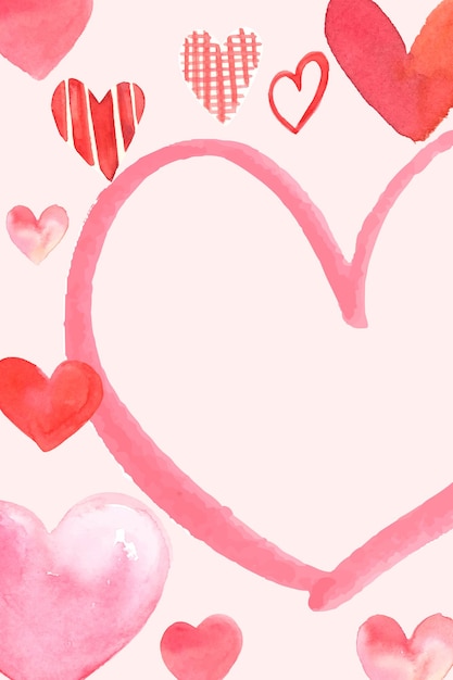 Free Vector romantic valentine&rsquo;s day frame vector in watercolor