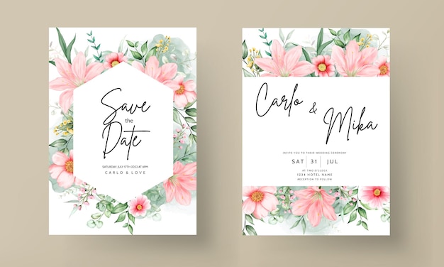 Free Vector romantic watercolor floral wedding invitation template