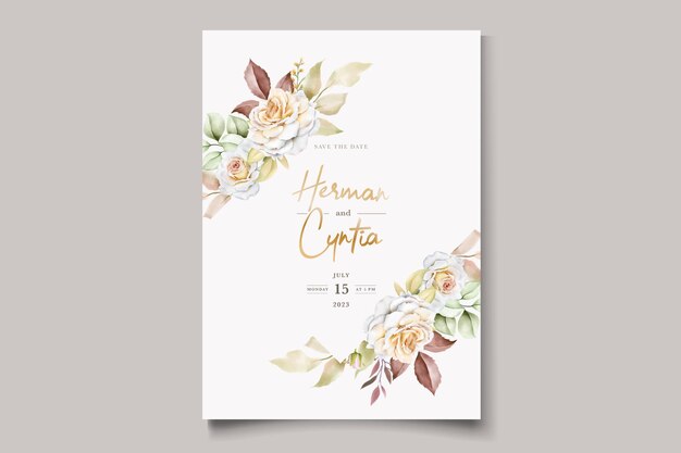 Romantic watercolor wedding invitation template