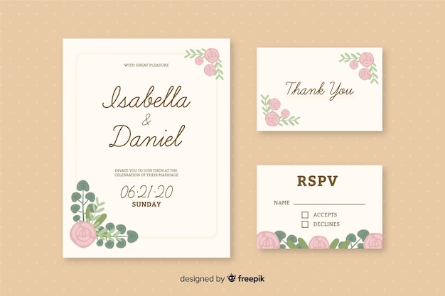 Romantic wedding card invitations template