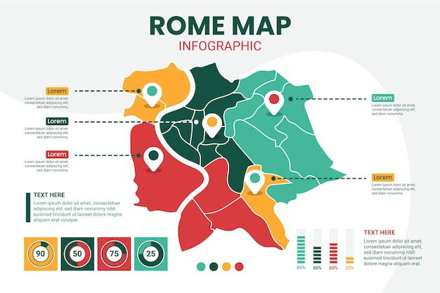 Free Vector rome map infographics