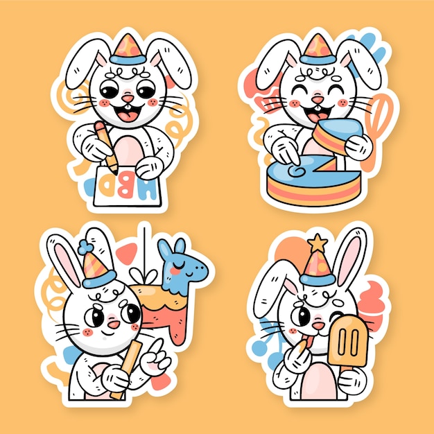 Ronnie the bunny birthday stickers set