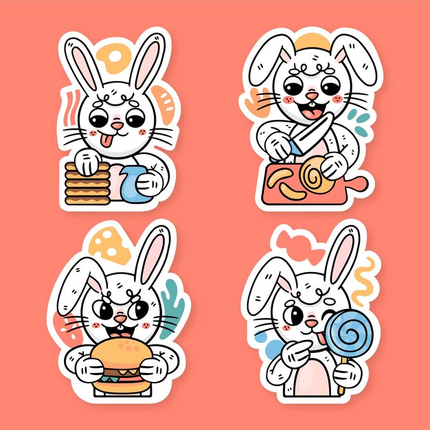 Ronnie the bunny food sticker set