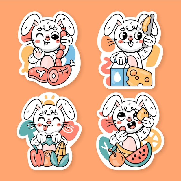 Ronnie the bunny market stickers collection