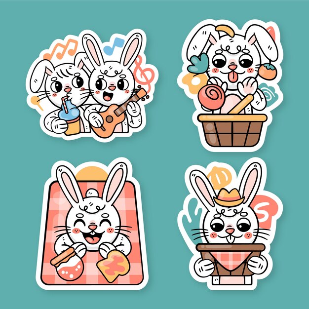 Ronnie the bunny picnic stickers collection