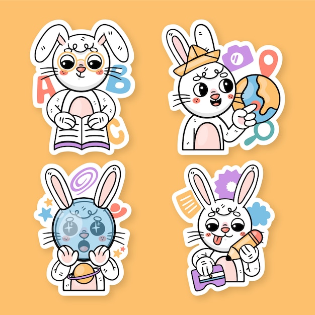 Ronnie the bunny sticker set