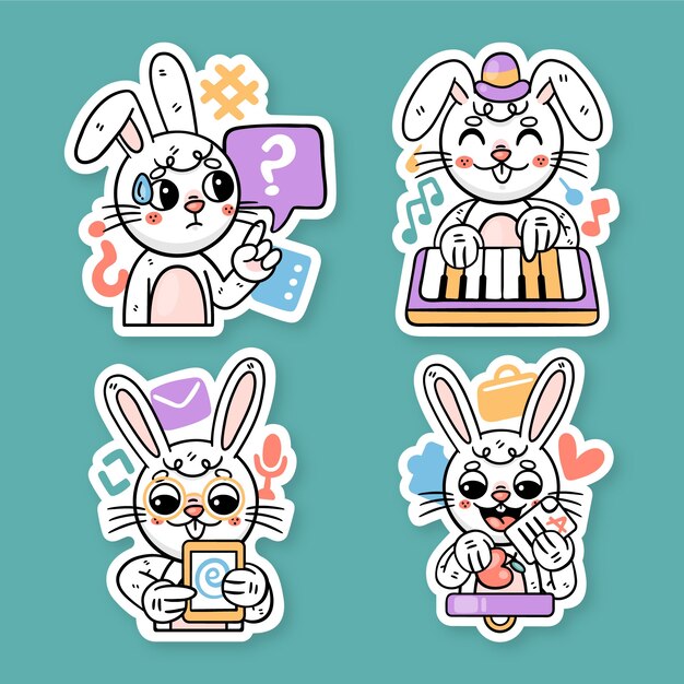 Ronnie the bunny sticker set