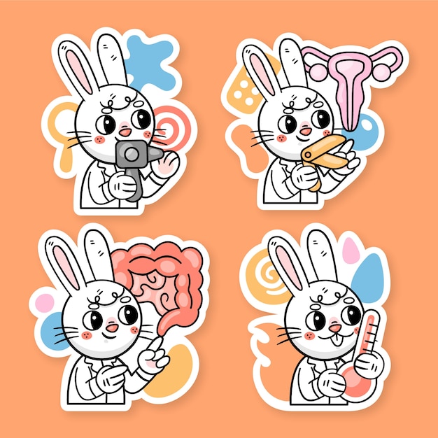 Free Vector ronnie the bunny stickers collection