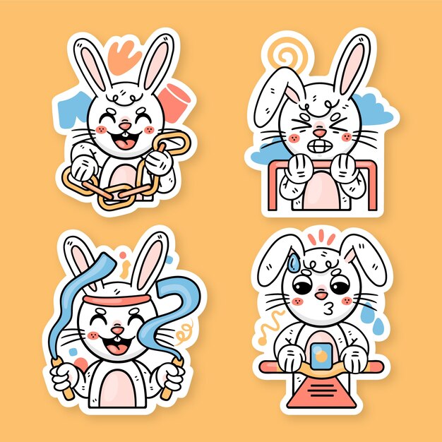 Ronnie the bunny workout stickers set