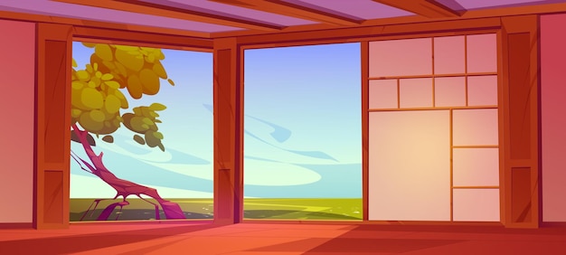 Free Vector room interior in traditional japanese house