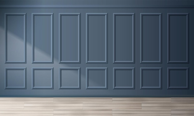 Free Vector room interior with classic panel on blue wall