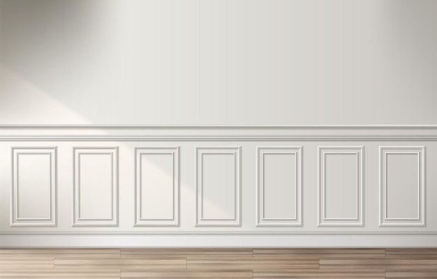 Free Vector room interior with white classic wall panel